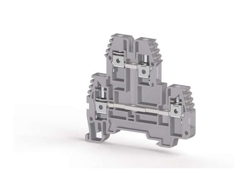 Klemsan 4 mm2, Screw connection, Double-level 1 In 1 Out terminal block, Insulation material PA, Grey; 325349