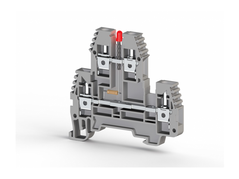 Klemsan 4mm2,screw type,24V AC with Led,double deck terminal block,Insulation material PA,Grey,PIK 4NLD ; 319319