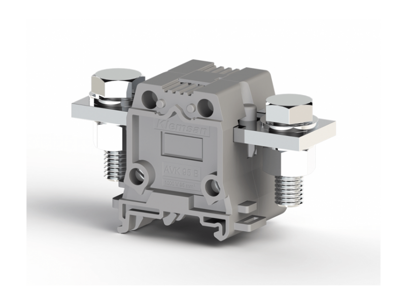 Klemsan 95mm2,Hexagon bolt connected,ring type single deck feed through terminal block,Insulation material PA,Grey, AVK 95B; 304300