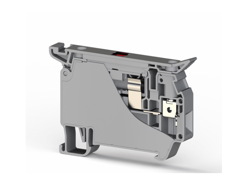 Klemsan ASK 5 LD 4mm2, Screw connection, Fuse terminal block (5x50-25) with 220V LED, Insulation material PA, Grey; 353439