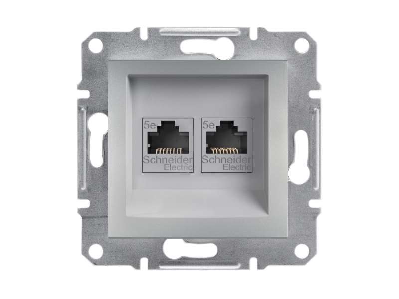 Schneider Electric Asfora dupla komunikaciona utičnica kat. 5e UTP, bez rama, aluminijum;EPH4400161