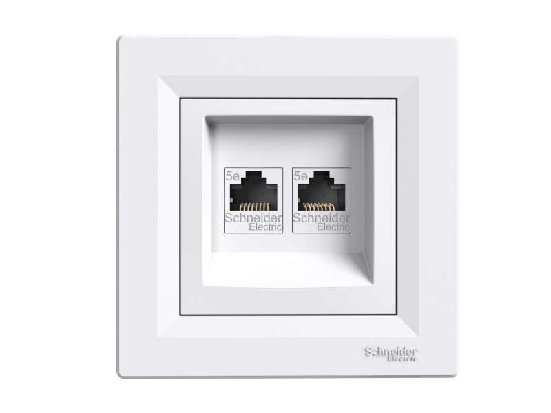 Schneider Electric Asfora - dupla komunikaciona utičnica - RJ45 kat. 5e UTP bela;EPH4400121