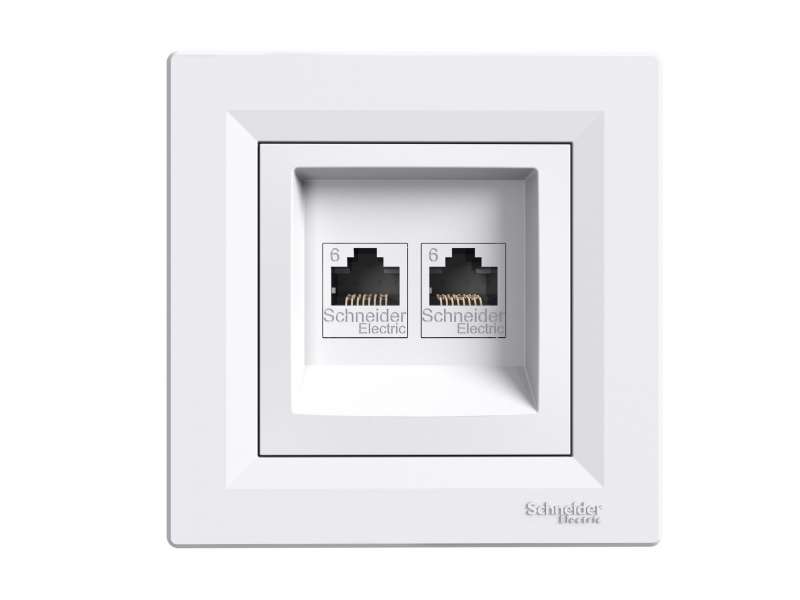 Schneider Electric Asfora - dupla komunikaciona utičnica - RJ45 kat. 6 UTP beli;EPH4800121