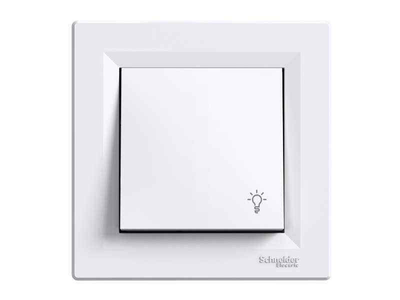 Schneider Electric Asfora - jednopolni taster -10A bez zavrtnja, simbol svetla, beli<EPH0900121