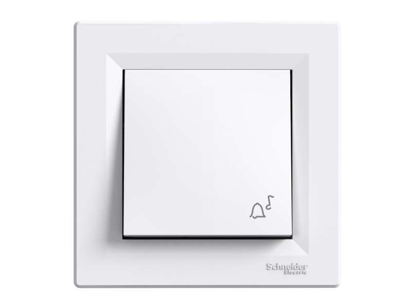 Schneider Electric Asfora - jednopolni taster -10A bez zavrtnja, simbol zvona, beli; EPH0800121