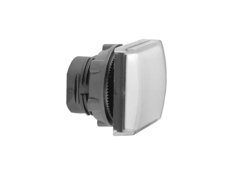 Schneider Electric Bela kvadratna glava signalne lampice Ø22 ravna sočiva za integrisan LED;ZB5CV013