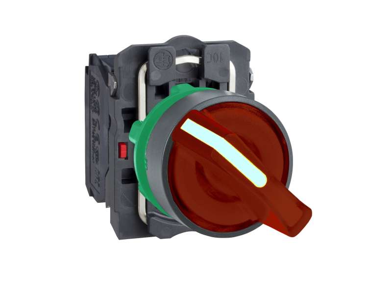Schneider Electric Crveni komplet. svetleći izborni taster Ø22 2-pozicije bez povratka 1NO+1NC 230V;XB5AK124M5
