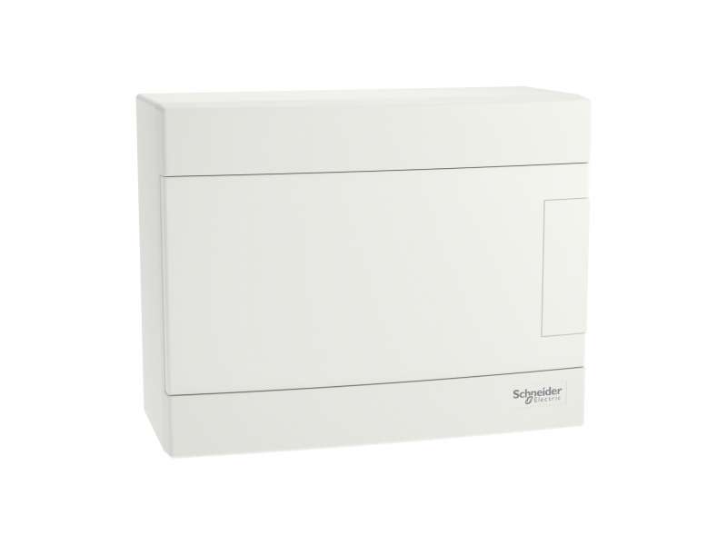Schneider Electric Easy9 EU, nadgradna tabla, 1x8 M, 2 priključna bloka PE/N, bela vrata; EZ9EUD108