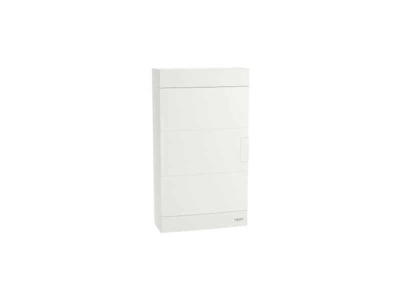 Schneider Electric Easy9 EU, nadgradna tabla, 3x12 M, 2 priključna bloka PE/N, bela vrata; EZ9EUD312