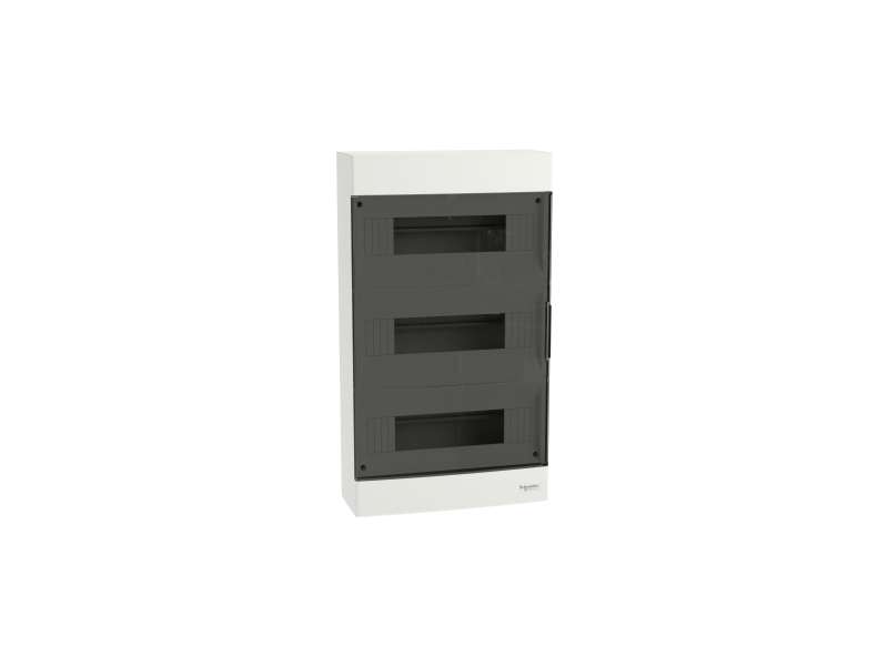 Schneider Electric Easy9 EU, nadgradna tabla, 3x12 M, 2 priključna bloka PE/N, zatamnjena vrata; EZ9EUC312