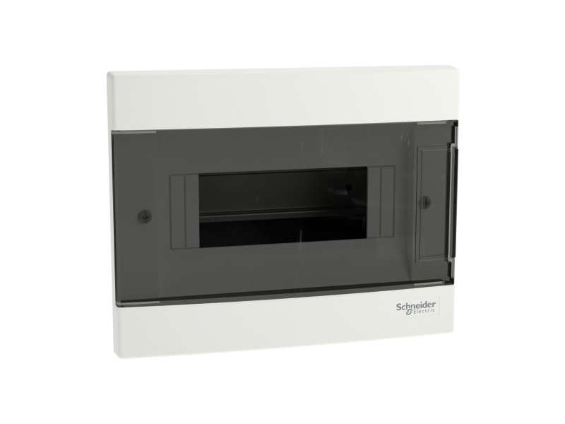 Schneider Electric Easy9 EU, ugradna tabla, 1x8 M, 2 priključna bloka PE/N, zatamnjena vrata; EZ9EUA108