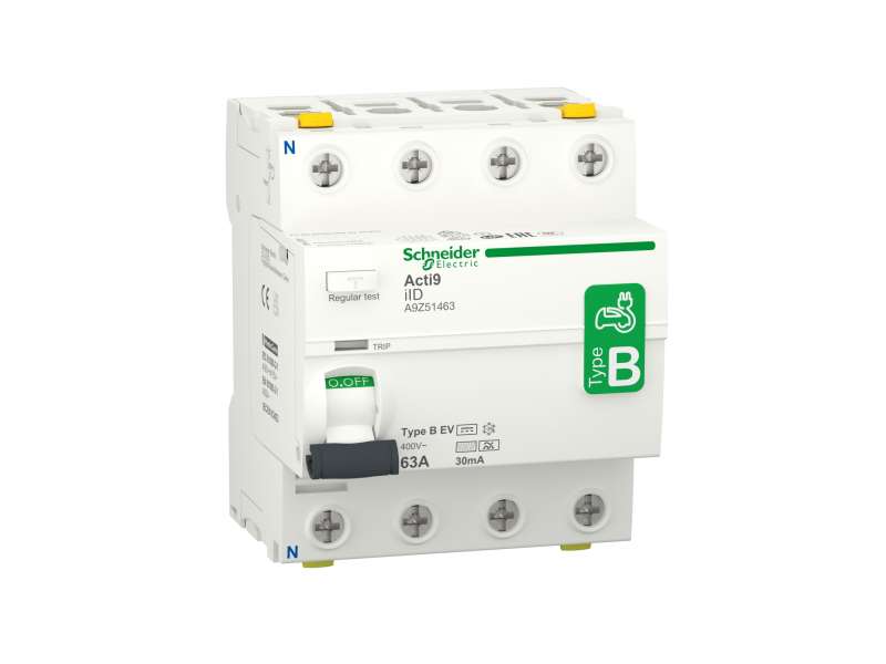 Schneider Electric IID - diferencijalni zaštitni prekidač - 4P - 63A - 30mA - B EV tip; A9Z51463