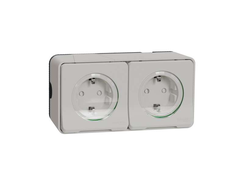 Schneider Electric Mureva Styl - dvostruka utičnica - 16A - 2P + E - poklopac - bela;MUR39035