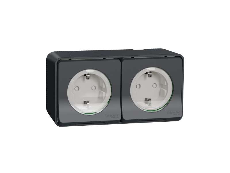 Schneider Electric Mureva Styl - dvostruka utičnica - 16A - 2P + E - poklopac - siva;MUR36029