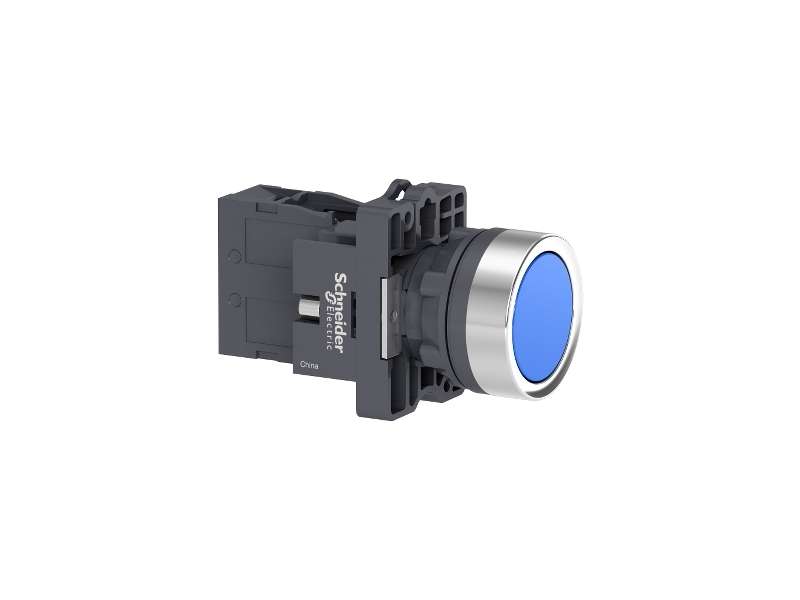 Schneider Electric Plavi kompletni svetleći taster - Ø22 - udubljeni - 220V AC - 1NO;XA2EW36M1