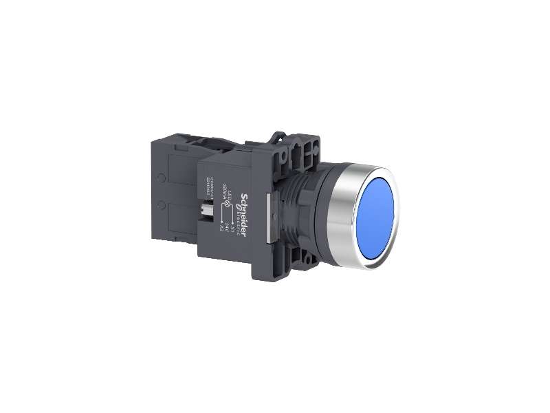 Schneider Electric Plavi kompletni svetleći taster - Ø22 - udubljeni - 24V AC/DC - 1NO;XA2EW36B1