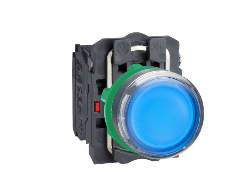 Schneider Electric Plavi udubljeni kompletni svetleći taster Ø22 sa povratkom 1NO+1NC 24V;XB5AW36B5