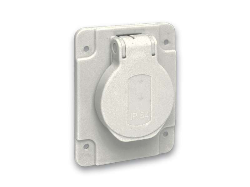 Schneider Electric PratiKa utičnica - siva - 2P + E - 10/16 A - 250 V - šuko - IP54 - ugradna-bočna ; PKS62G