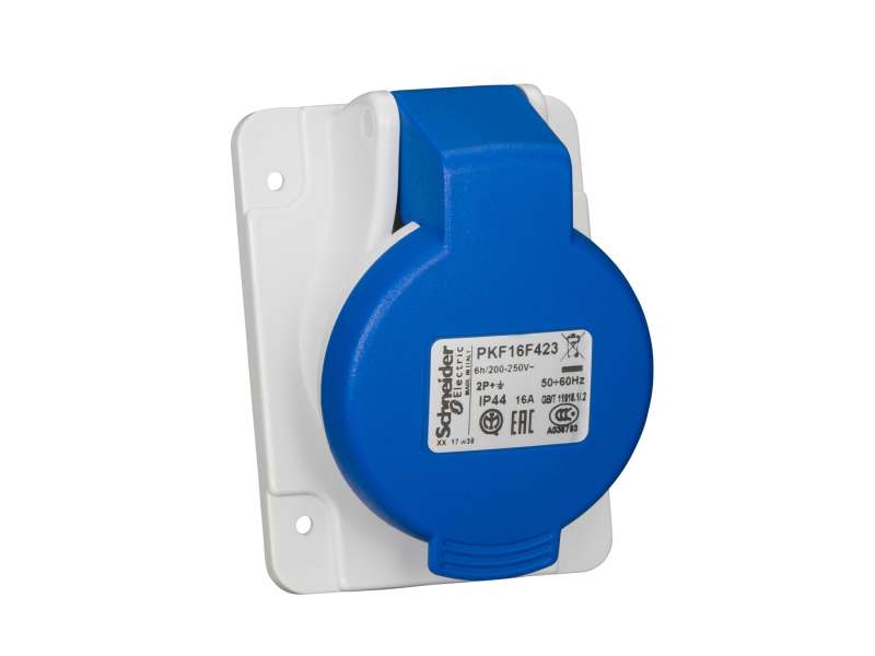 Schneider Electric PratiKa utičnica - vijčana - pod uglom - 16A - 2P + E - 200...250 V AC - panel;PKF16F423