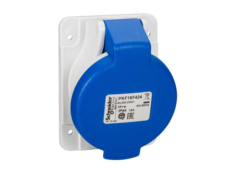 Schneider Electric PratiKa utičnica - vijčana - pod uglom - 16A - 3P + E - 200...250 V AC - panel ; PKF16F424