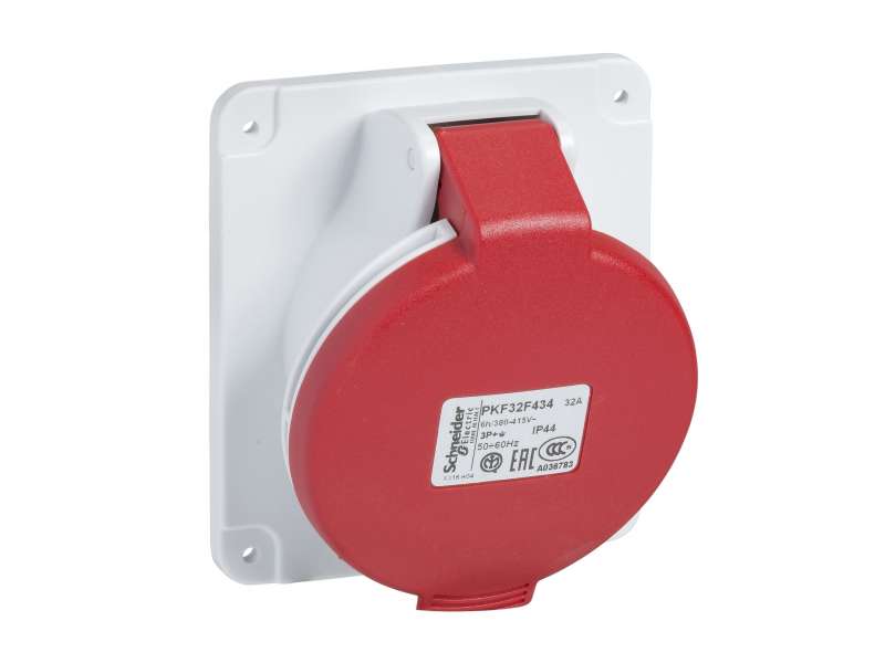 Schneider Electric PratiKa utičnica - vijčana - pod uglom-32A - 3P + N + E - 380...415 V AC - panel;PKF32F435