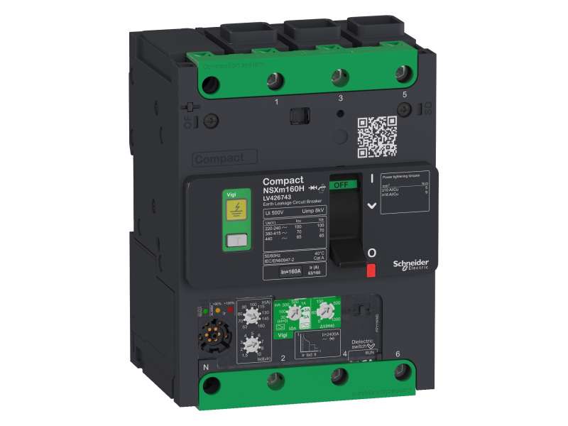 Schneider Electric Prekidač Compact NSXm H (70 kA na 415 VAC), 3P, 100 A Micrologic Vigi 4.1 zaštitna jedinica, EverLink priključci