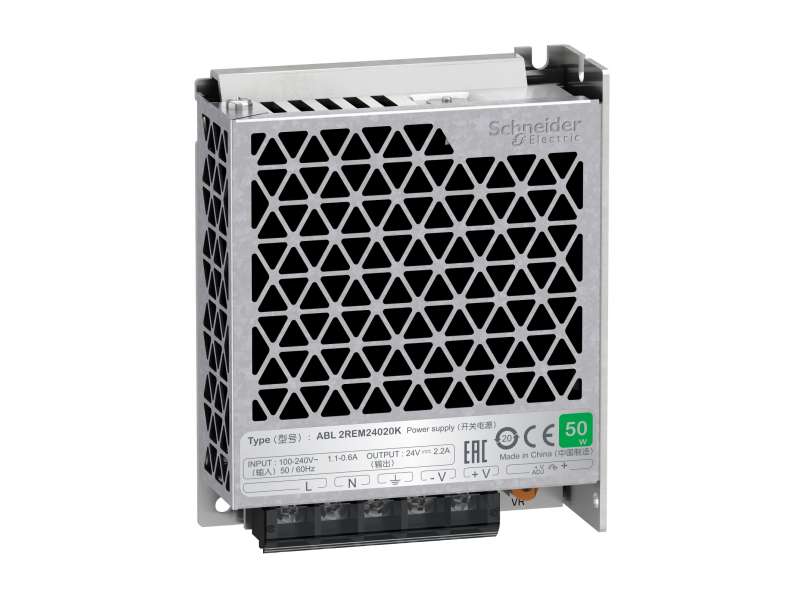 Schneider Electric Monofazno napajanje, 100...240V ulaz, 24V DC izlaz, nazivne snage 53W, struje 2,2A;ABL2REM24020K