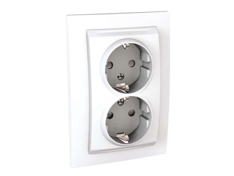 Schneider Electric Unica - 2 kompletne utičnice - 2P+E, šuko - 2 m - bele;MGU23.067.18