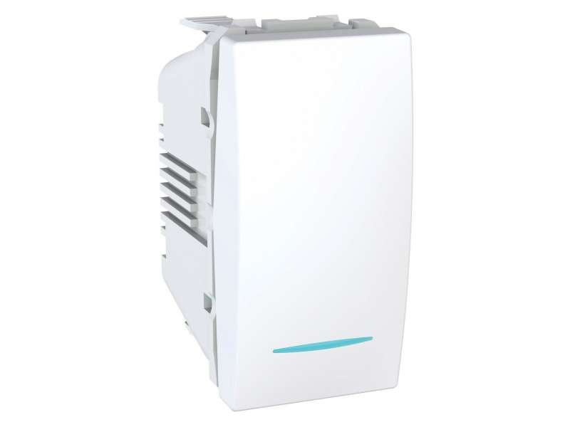 Schneider Electric Unica - jednopolni prekidač - 10 AX 250 VAC - 1 m - lokator - beli;MGU3.101.18N