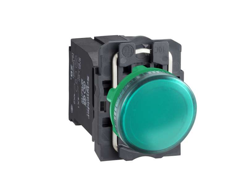 Schneider Electric Zelena kompletna signalna lampica Ø22 ravna sočiva sa BA9s sijalicom 110...120V;XB5AV33