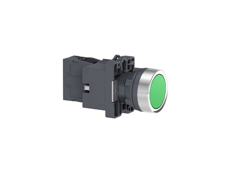 Schneider Electric Zeleni kompletni svetleći taster - Ø22 - udubljeni - 24V AC/DC - 1NO;XA2EW33B1