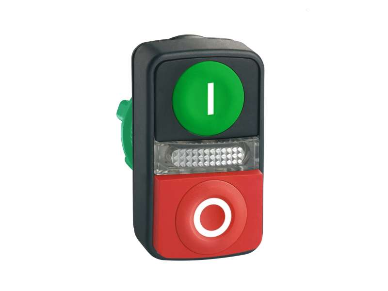 Schneider Electric Zeleni udubljeni/crveni izbočeni svetleći dvostruki taster Ø22 sa oznakama;ZB5AW7L3741