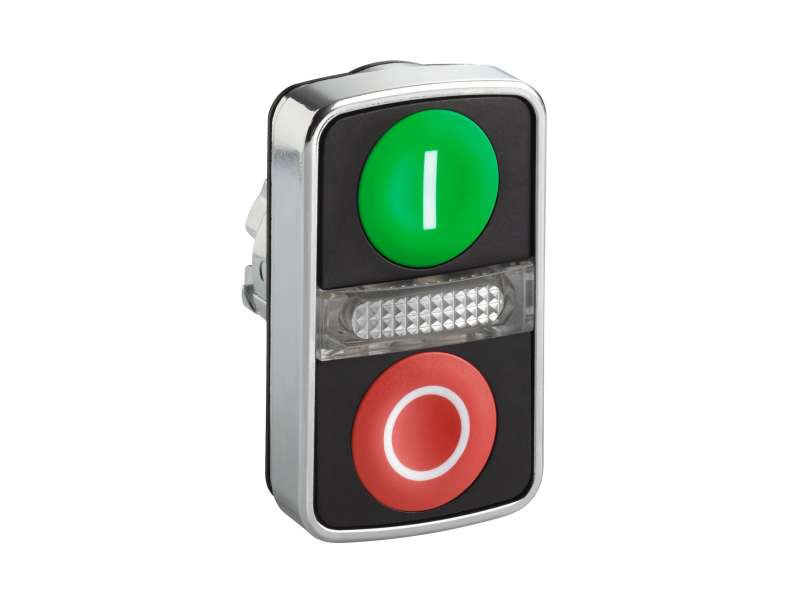 Schneider Electric Zeleni udubljeni/crveni udubljeni svetleći dvostruki taster Ø22 sa oznakama;ZB4BW7A3741