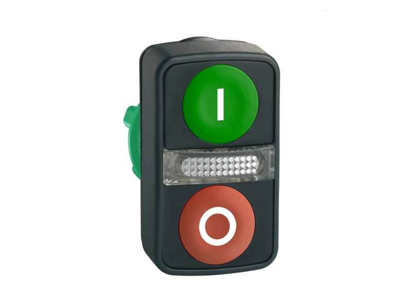 Schneider Electric Zeleni udubljeni/crveni udubljeni svetleći dvostruki taster Ø22 sa oznakama;ZB5AW7A3741
