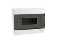 Schneider Electric Easy9 EU, nadgradna tabla, 1x8 M, 2 priključna bloka PE/N, zatamnjena vrata; EZ9EUC108