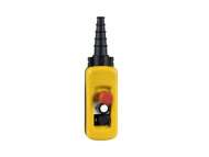 Schneider Electric Harmony XAC, Pendant control station, plastic, yellow, 2 push buttons with 1 NO, 1 emergency stop NC ; XACA2713