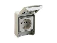 Schneider Electric PratiKa utičnica - siva - 2P + E - 10/16 A - 250 V - šuko - IP65 - nadgradna ; 81141