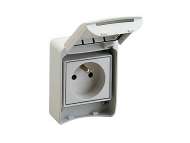 Schneider Electric PratiKa utičnica - siva- 2P + E - 10/16A - 250V - fr. standard- IP65 - nadgradna ; 81140