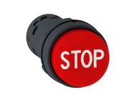 Schneider Electric taster - izbočeni sa povratkom, crveni -NO+NC -beli ''STOP''; XB7NL4534